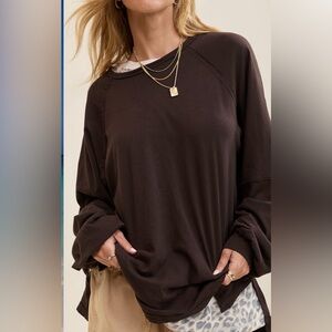 Aerie cozy long sleeved oversized boyfriend shirt - deep earth - small